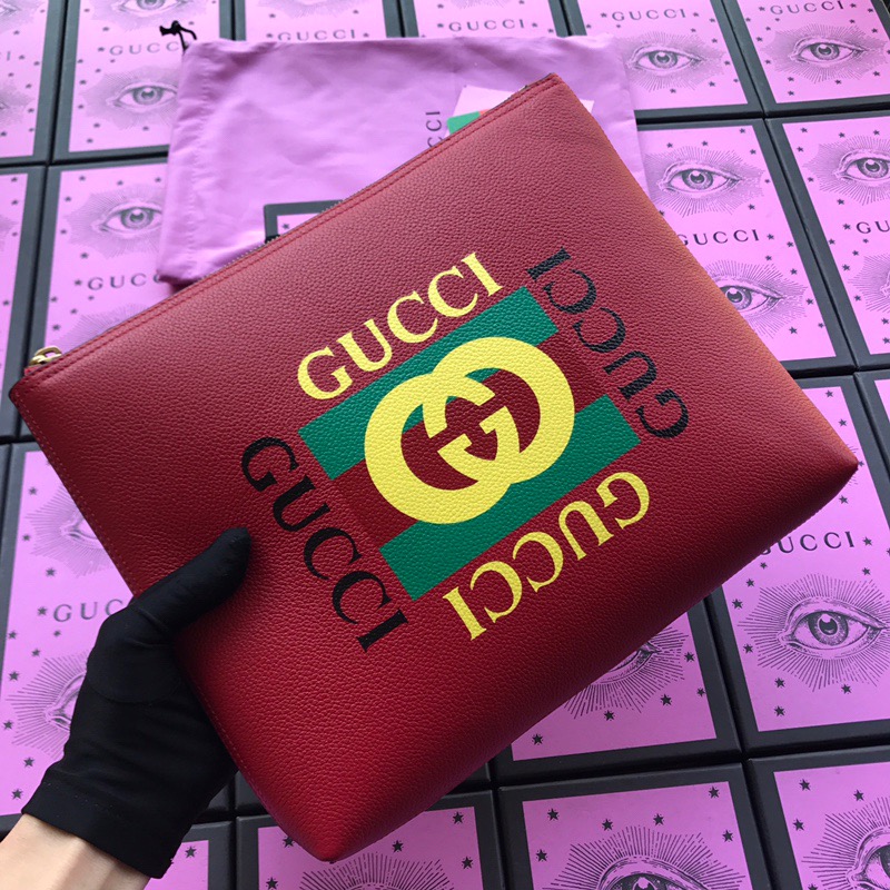 [GUCCI] 구찌 클러치백 웹 프린트 가죽 미디움 레드 (500981 0GDAT 6461) 남녀공용